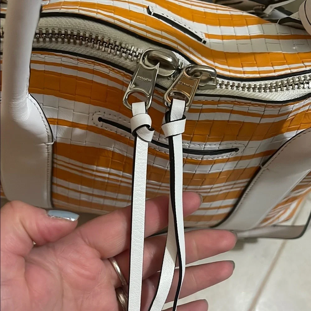 COACH - Bleeker Preston woven embossed satchel Bag- EUC- 31004